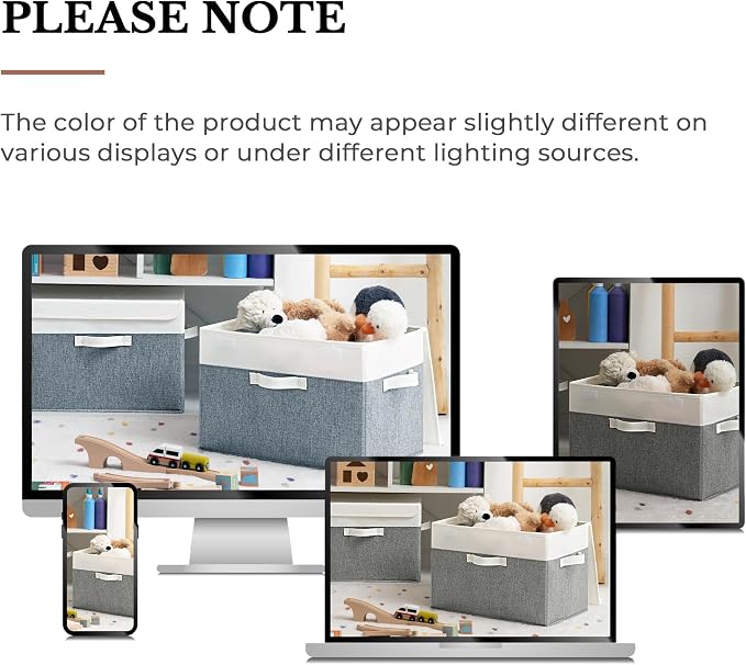 GRANNY SAYS Memory Keepsake Storage Box, Fabric Storage Bins with Lids | Flip-Top Lid, Collapsible, Stackable, 3 Handles, Ideal for Closet Clothes Blanket Toys, Extra Large, White/Gray, 2-Pack
