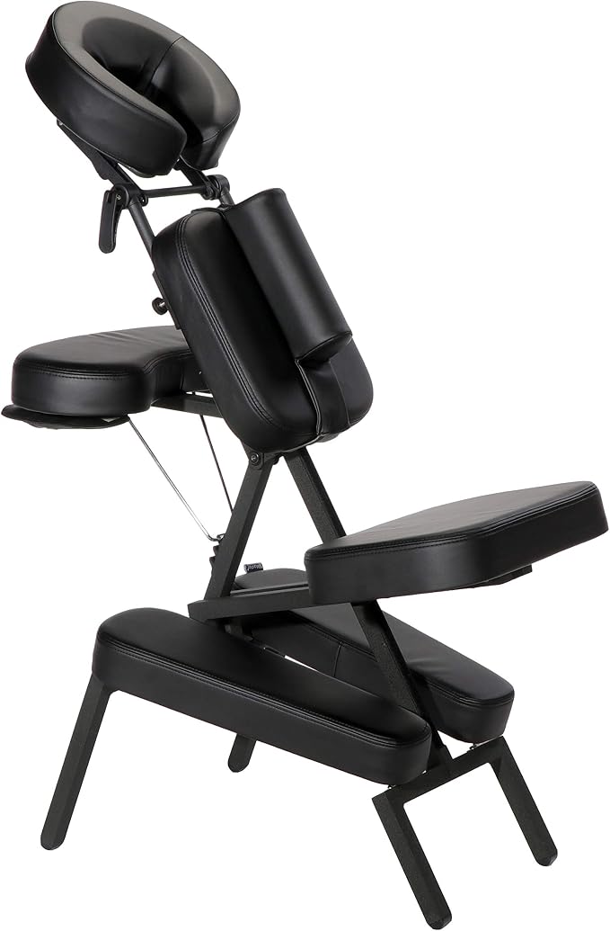 Master Massage Apollo Extra Large Size Portable Massage Chair-Lightweight Aluminum Tattoo Foldable-Sitting Posture Folding Massage Chair-with Larger Cushions and Wheels Bag-in Black