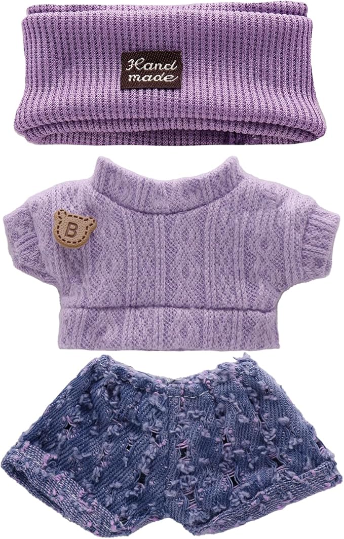 Clothes for Labubu, Doll Outfit Accessories Designed for 15 & 17cm Labubu (Purple Trend)
