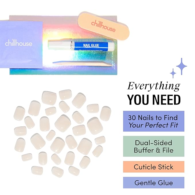 Chillhouse - Chill Tips, Press on Nails Kit - Muddy Waters (Square - Short) - 30 Nail Shapes & Sizes - Up to 2 Weeks of Wear - Customizable - Reusable - Latina Founded, Women Owned - Beauty, Self Care