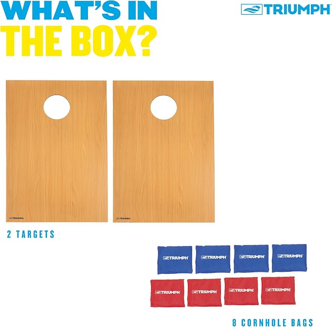 Triumph Tournament 2' x 3' Cornhole Set with 8 All-Weather Bean Bags – Durable Tailgate Game Boards for Backyard BBQs, Camping, Family Activities, and Outdoor Summer Party Fun