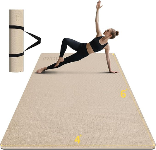 Large Yoga Mat (6'x 4')-POE 0.28''/0.32''/0.4'' Thick Fitness Mat, Eco-Friendly Exercise Mat for Home Workouts, Ideal for Yoga and Pilates