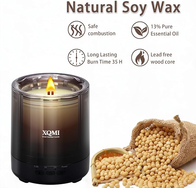 Smart Scented Candle with Remote | Home Decor & Giftable Soy Candles | Pumpkin | Ginger | Cinnamon | Vanilla | 35H Burn Time, Aromatherapy Candle Set, Perfect Holiday Gifts