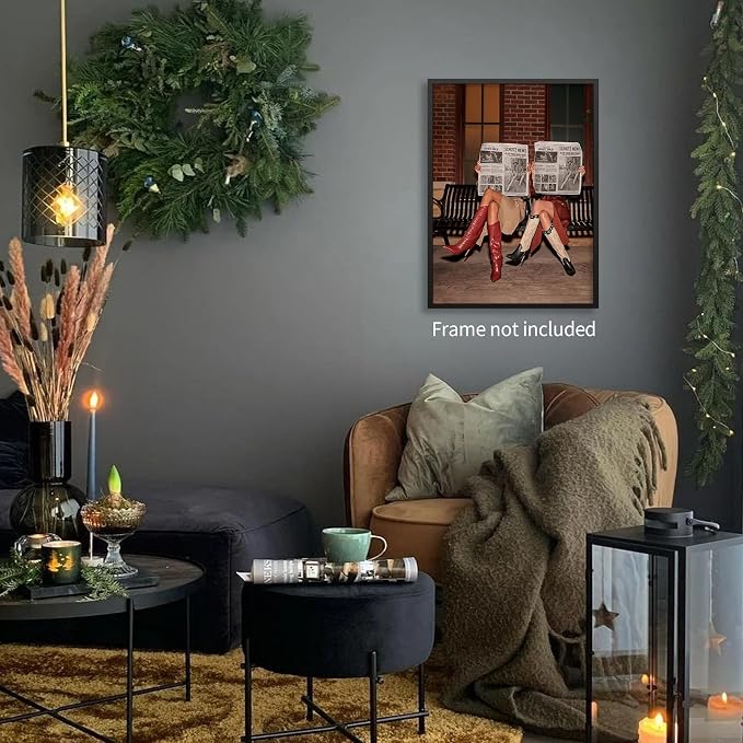 Haitunone Brown Luxury Old Money Style Woman Wall Art Trendy Newspaper Poster Vintage Aesthetic Canvas Prints for Bedroom Bar Apartment Wall Decor 12X16 inch Unframed