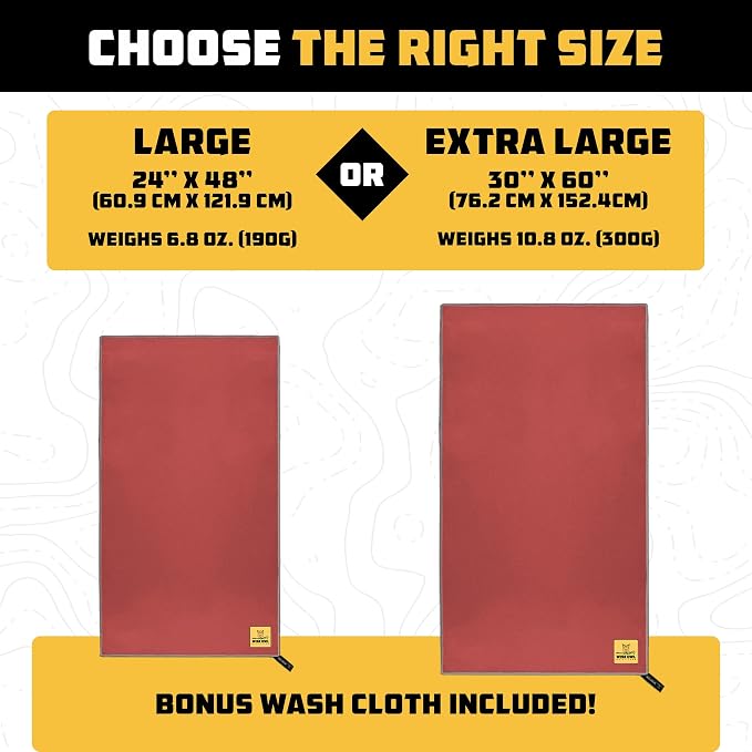 Wise Owl Outfitters Microfiber Camping Towel - Quick Dry Towel for Travel, Backpacking, Hiking, Beach, Gym & Yoga - Compact, Fast Drying & Lightweight