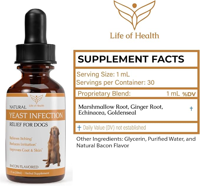 Natural Yeast Infection Treatment for Dogs | Supports Healthy Itch Relief, Inflammation Relief, Allergy Relief & More | Dog Yeast Ear Infection Treatment | Dog Itch Relief | Dog Allergy Relief