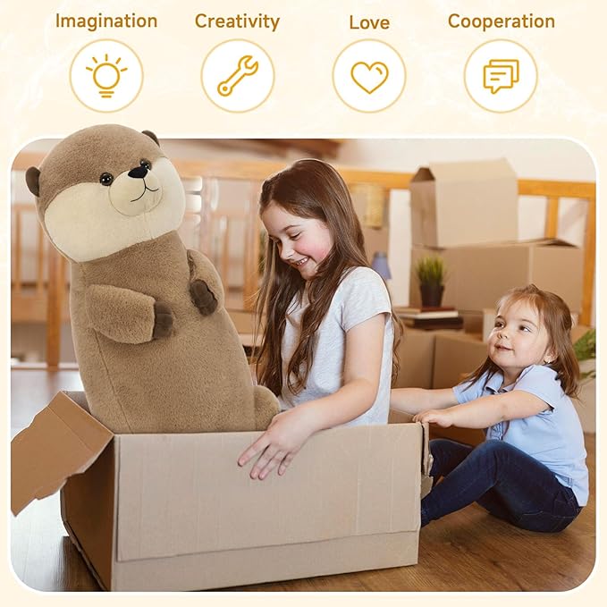 Tezituor 39 inch Giant Otter Stuffed Animal, 3ft Long Otter Plush Body Pillow, Hugging Soft Stuffed Ocean Otter Plush for Sleeping Kids Girlfriend