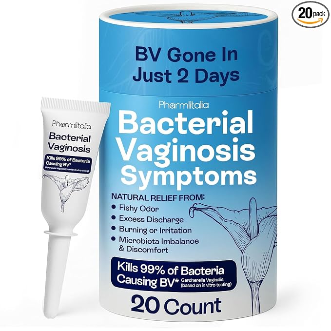 Pharmlitalia Bv Symtoms Relief for Women - Bacterial Vaginosis Symtoms - Vaginal Applicators for Odor Control - Burning, Discharge, Itching - Homeopathic Medicine (20 Applicators Vaginal Gel)
