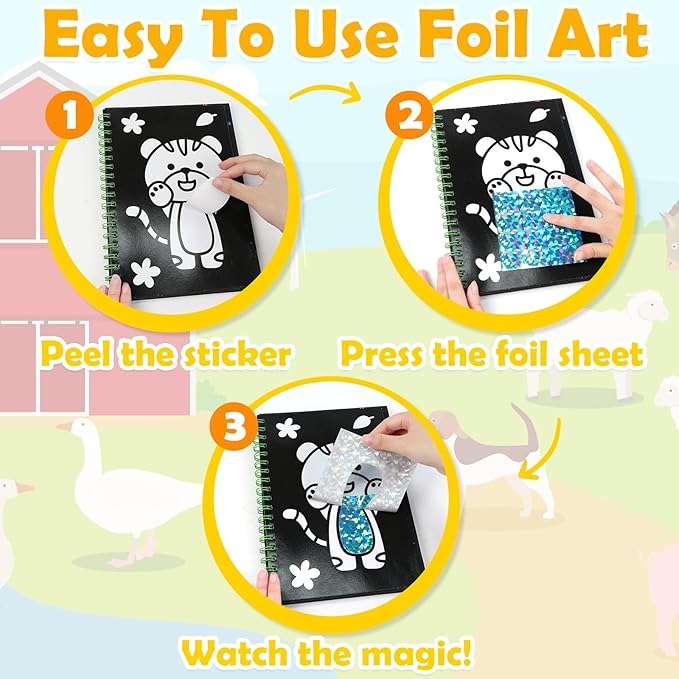 FUNNYB&G Foil Art Crafts for Kids Ages 4-8: Valentines Crafts for Kids 2026,Birthday Gift for Girls,Art and Crafts Supplies,Party Favors,Creative Toys for Girls Boys 4 5 6 7 8 9 Years Old (Dinosaur)
