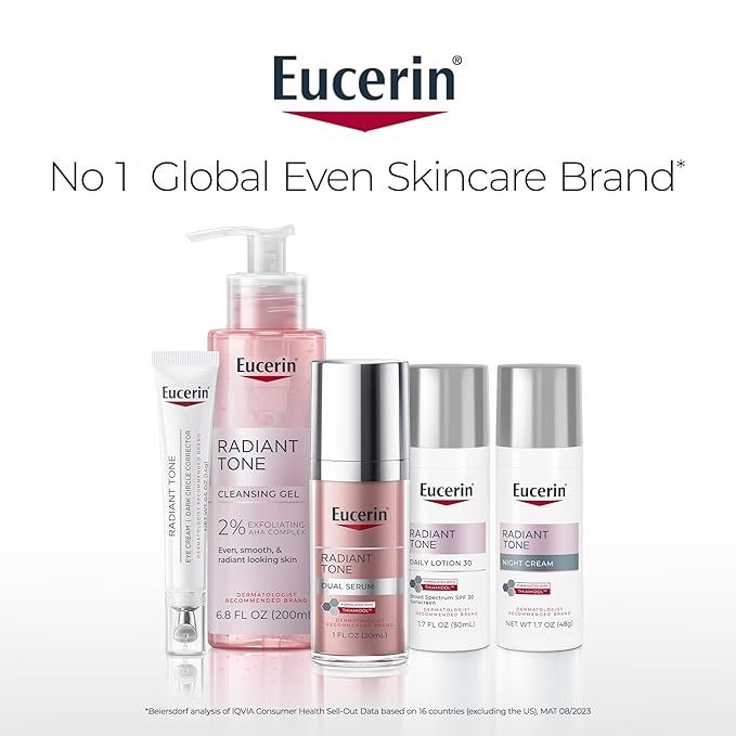 Eucerin Radiant Tone Daily Face Lotion with SPF 30, Dark Spot Corrector with Thiamidol, Face Moisturizer Helps Visibly Reduce the Look of Persistent Dark Spots, All Skin Types, 1.7 Fl Oz Bottle