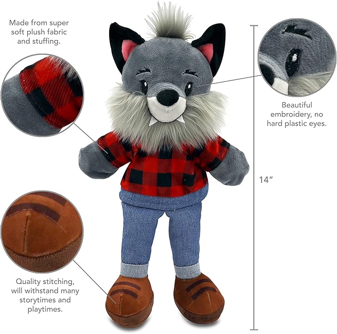 Sharewood Forest Friends Walter The Wolf Hand Puppet - Stuffed Animal for Toddlers, Kids, Teachers, Daycare & School - Perfect for Puppet Theatre and Creative Play