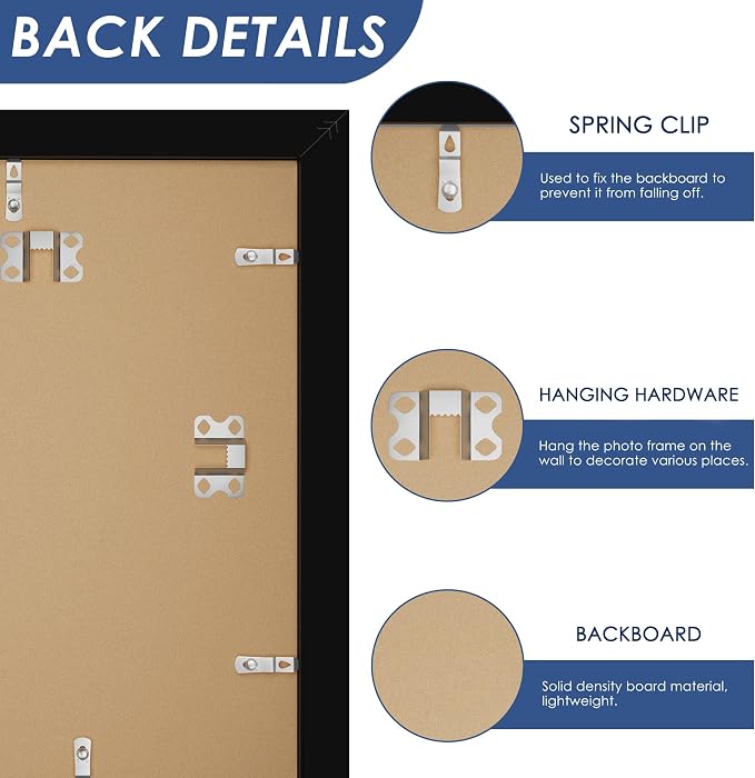 6x9 Picture Frame Set of 6, Wall or Tabletop Display, Black | Display Pictures 4x6 with Mat or 6x9 Without Mat, Horizontal or Vertical, Gallery Wall Frame Set, Wedding Birthday Gifts