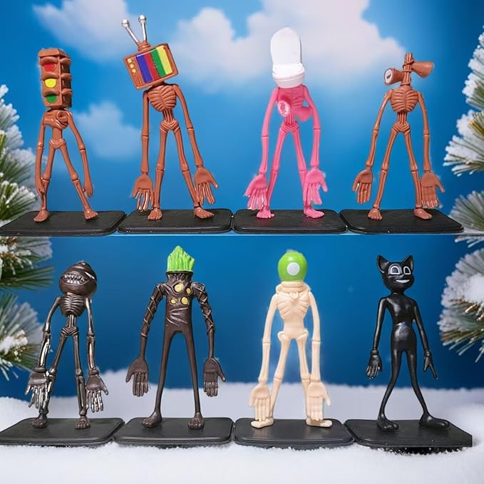 6 PCS Siren Head Toys Action Figure Horror Model Doll Gift for Kids Birthday Halloween Christmas Party Toys (8 PCS)