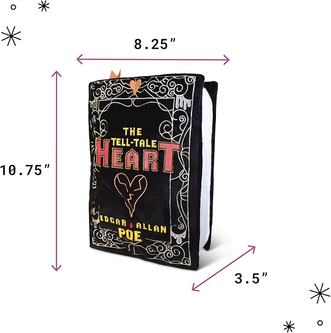 Punchkins The Tell-Tale Heart Book Plush, Edgar Allan Poe Soft Collectible Gift for Book Lovers, Readers, Teachers, Bookworms- Literary Decor for Library, Office, or Study– 11x7/PillowSize