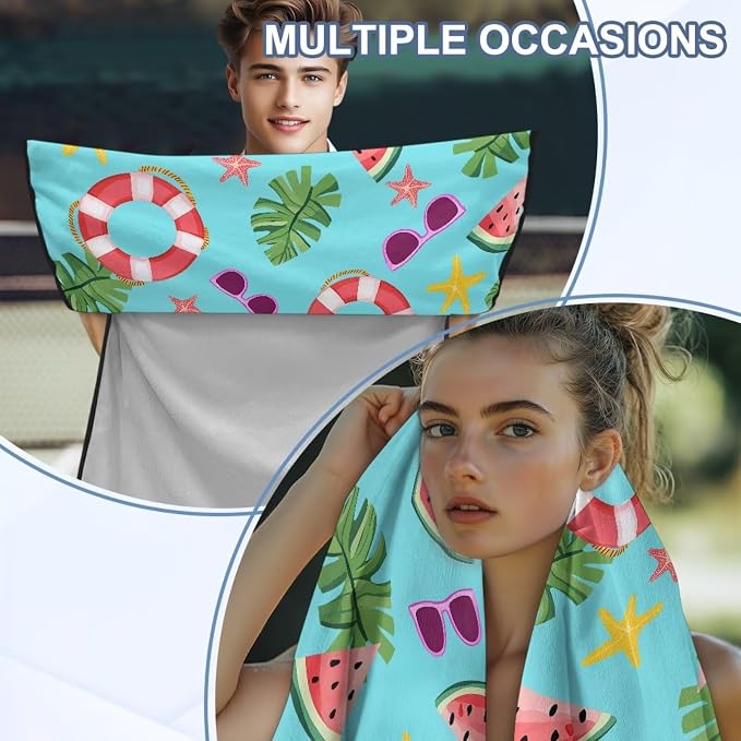 INSTANTARTS Summer Pool Watermelon Car Seat Cover Protector Sweat Towel Multi-Functional Car