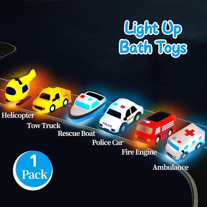 Light Up Bath Toy -Helicopter , 100% Food Grade Silicone Bathtub Toys, Shake-Activated Light Up Airplane Toy Flash & Lights Color Change, Soft & Squeezable for Baby&Toddler (1 Pack)