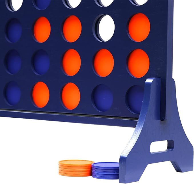 Tailgating Pros Premium Navy Giant Four in a Row with Carrying Case - Jumbo Oversized Outdoor Yard Game - Connect Multiple Pucks in a Row to Win - Many Puck Colors Available!