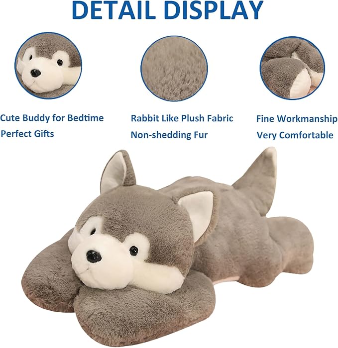 Weighted Stuffed Animals, Weighted Husky Stuffed Animal Toy Cute Husky Plush Pillow for Adults Boys Girls, 11.8in