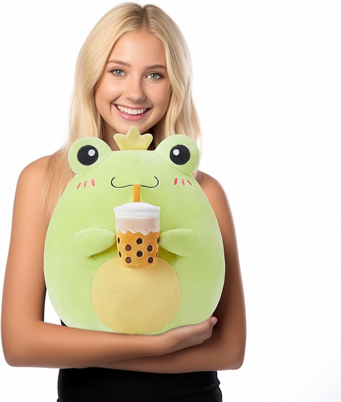 Large Frog Plush Pillow Stuffed Animal Toy,Big Size Cute Soft Toys 13" Fat Kawaii Hugging Pillows Cuddle Huggable Plushie,Gift for Kids