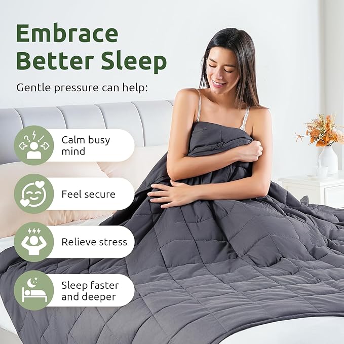 Sivio Weighted Blanket for Adults 100% Cotton, 80"x87" King Size 30 lbs, Large Cooling Summer Heavy Blanket for Sleep, Breathable Soft Blankets with Premium Glass Beads, Machine Washable, Dark Grey