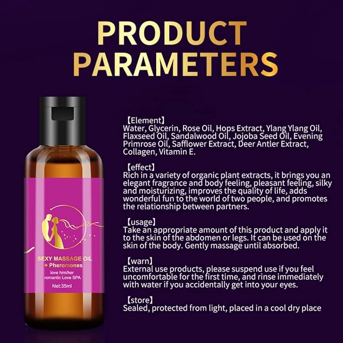 Pheromones Massage Oil Lover Spa for Women and Men Oil, Massage Oil for Couples, Sex Love Him/Her Romantic Oil 1.18 Fl oz Sample (1)
