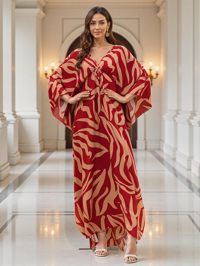 Mumu Dresses for Women Plus Size, Bohemian Kaftan Beach Cover Up Long Maxi Nightgown Soft Loungewear