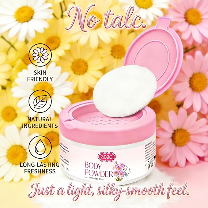 Body Powder for Women, Talc-Free Sweat Powder, Zinc Oxide Protect, Aloe Soothing Comfort, Feminine Essential Dusting Powder with Puff, After Bath Absorption & Anti-Chafe for Neck & Delicate Skin, 5oz