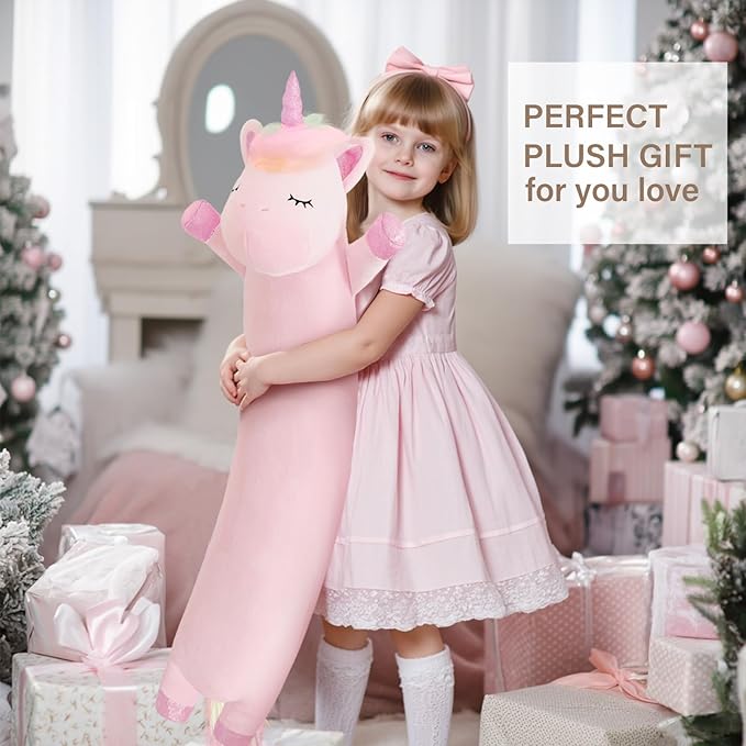 Unicorn Stuffed Animal,19.6 Inch Unicorn Plush,Long Unicorn Plushies Body Pillow, Pink Unicorn Plush Toy Gift for Girls