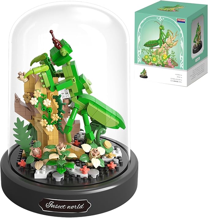 Insects Flower Bonsai Building Set,Adult Mini Animals Friend Set,Insect Collection Gift for Kids,Party Favors Bugs Building Block Kit,Valentines New Year Birthday Gift for Boys Girls(Mantis)