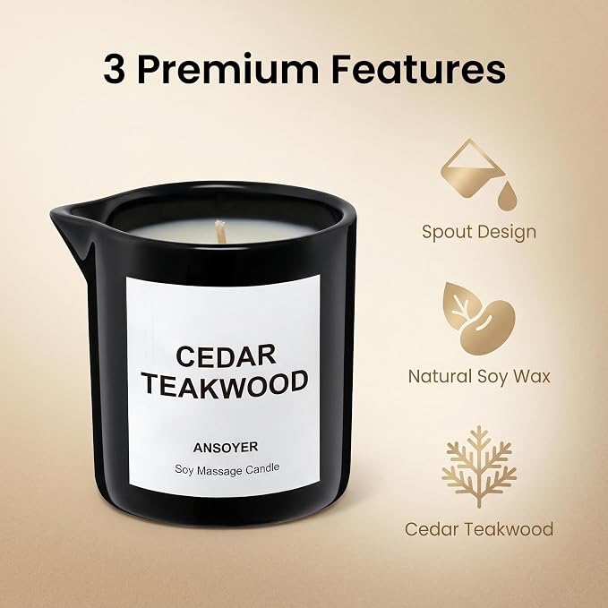 Massage Oil Candle, Ultra Hydrating Body Care with Soybean Oil, Body Oil Candle, 8.1oz, Amazing Gift (Cedar Teakwood)