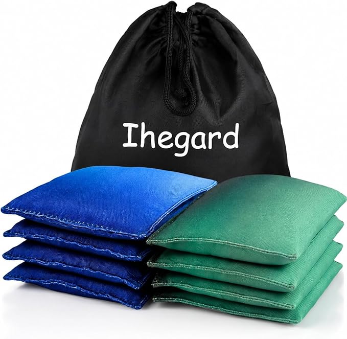 Cornhole Bags Set of 8, Weather Resistant Cornhole Bean Bags with Gradient Design, Durable Modified Size Corn Hole Bags for Outdoor Tossing Games, Includes Tote Bag