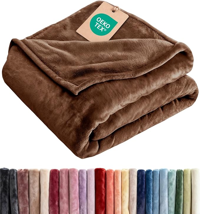 Fleece Blanket Kids Size - Ultra-Soft Warm Flannel Fleece Blanket - Brown | Soft, Warm, Outdoor Picnic Blanket for Camping, Travel, Lightweight, Cozy, Anti-Static, Home Decor Gifts for Men & Women
