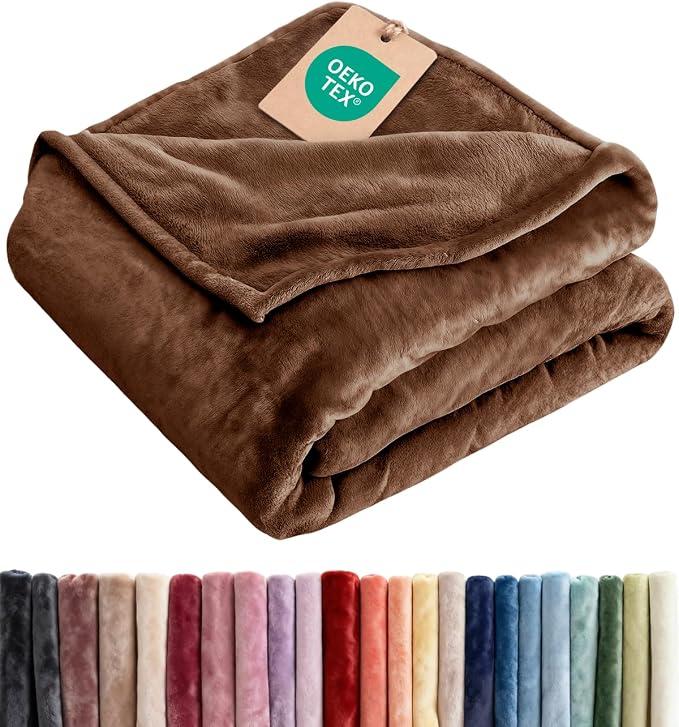 Fleece Blanket King Size - Ultra-Soft Warm Flannel Fleece Blanket - Brown | Soft, Warm, Outdoor Picnic Blanket for Camping, Travel, Lightweight, Cozy, Anti-Static, Home Decor Gifts for Men & Women