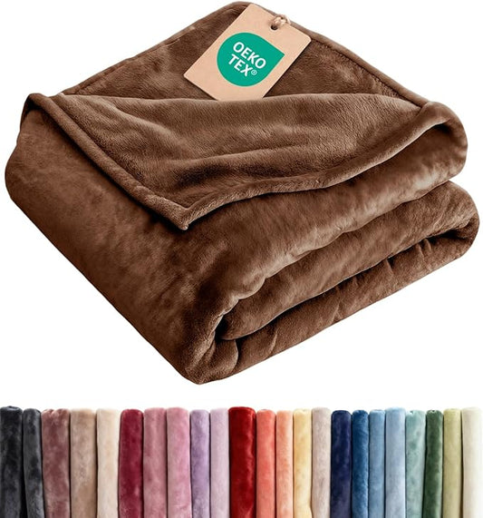 Fleece Blanket Full Size - Ultra-Soft Warm Flannel Fleece Blanket - Brown | Soft, Warm, Outdoor Picnic Blanket for Camping, Travel, Lightweight, Cozy, Anti-Static, Home Decor Gifts for Men & Women