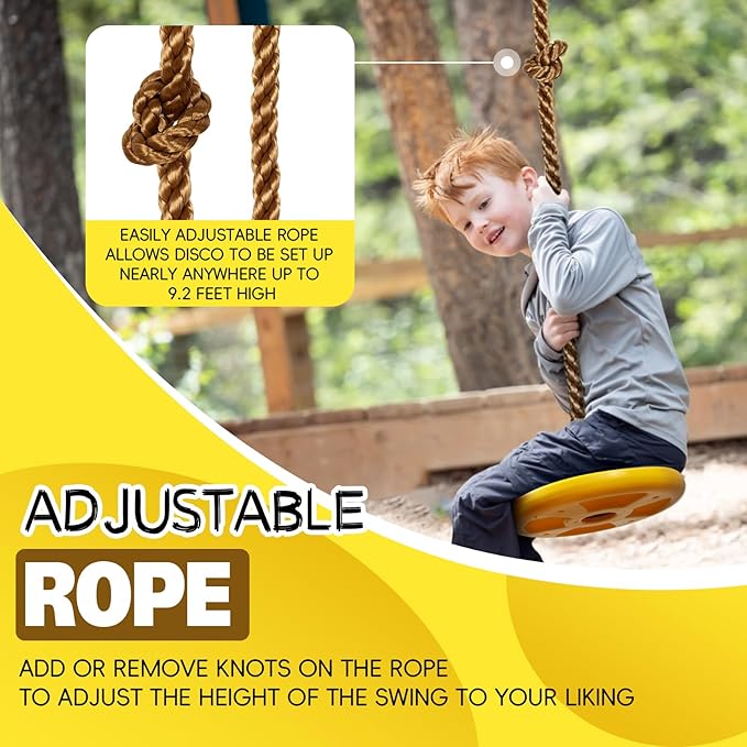 ZNCMRR Tree Swing for Kids Swing Set Accessories Climbing Rope for Kids with Disc Seat Rope Swings for Tree Disc Swing for Kid Outdoor Swings Easy Installation Heavy Duty Adjustable