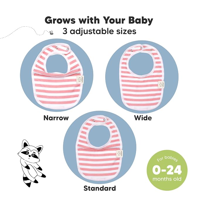 KeaBabies 8-Pack Organic Baby Bibs for Drooling and Teething - Soft Cotton Bibs for Baby Girl, Boy, Extra Absorbent, Easy to Clean & Put On for Toddler, Newborn, Infant 0-24 Months (Blush)