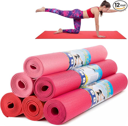 Amylove 12 Pieces Yoga Mats Bulk 68x24x0.12 Inch Exercise Non Slip Fitness Workout Mats for Women Men Home Workout Gym Yoga