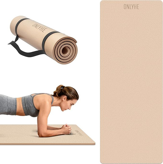 Yoga Mat Extra thick 8mm Exercise mat, Soft Lightweight TPE Fitness Mat with strap, High Elasticity, Anti-fatigue,non-slip mat for Women, Yoga, Camping, Travel, Gym & Outdoor | 72"L x 0.32"Th