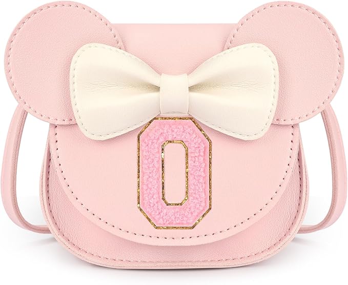 mibasies Toddler Purse Girl Gifts: Girls Birthday Gifts for 3-8 - Toys for Ages 2-4 Girls Mouse Ears Purse, Pink, Letter O