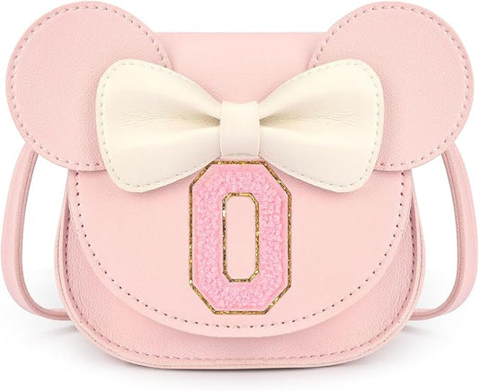 mibasies Toddler Purse Girl Gifts: Girls Birthday Gifts for 3-8 - Toys for Ages 2-4 Girls Mouse Ears Purse, Pink, Letter O