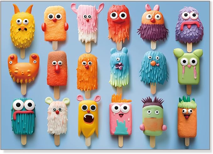 1000 Pieces Jigsaw Puzzles for Adults and Teens and Family Happy Game Time Animal Cute Funny Puzzle (Popsicle Monsters)