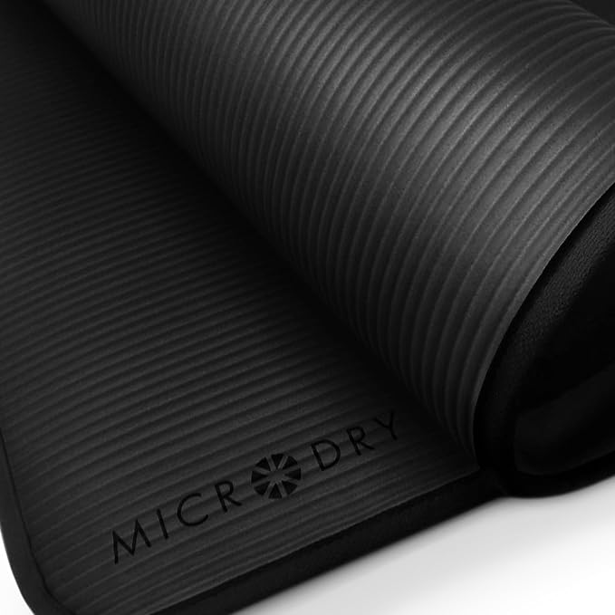 MICRODRY Multi-Purpose Fitness Mat, Cushioned & Non-Slip Foam for Yoga, Pilates, HIIT, Skid-Resistant and Tear-Resistant, 24"x72" with Carry Strap