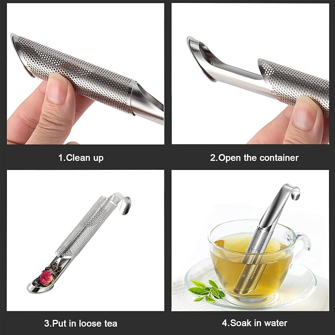 ACEBON Tea Strainers for Loose Tea, 2 PCS Stainless Steel Tea Infuser, Loose Leaf Tea Steeper, Long-handle Tea Filters for Tea, Coffee, Seasonings, Spices, Gifts for Mother Father