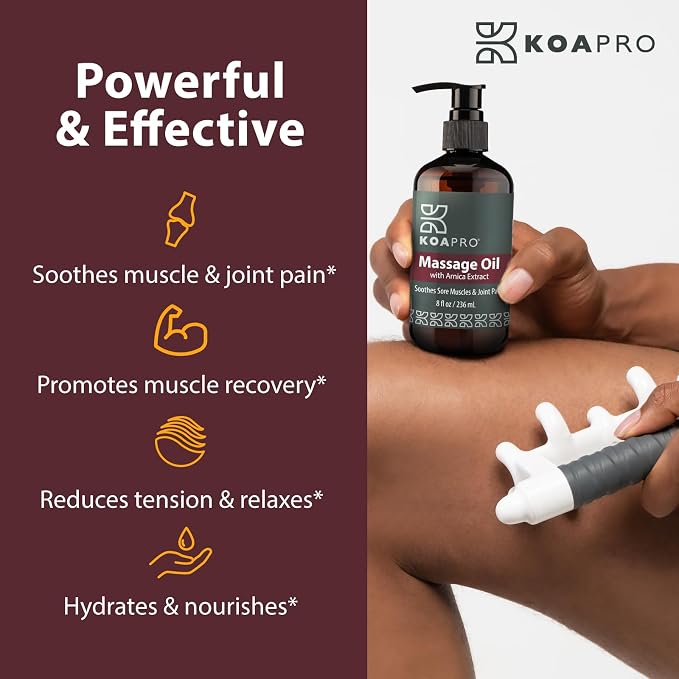 KOAPRO Arnica Sore Muscle Massage Oil for Massage Therapy - Anti-Cellulite Skin Therapy Oil with Chamomile, Lavender, Peppermint to Soothe Tired Muscles & Joint Pain, Deep Tissue Extract 3 Pack