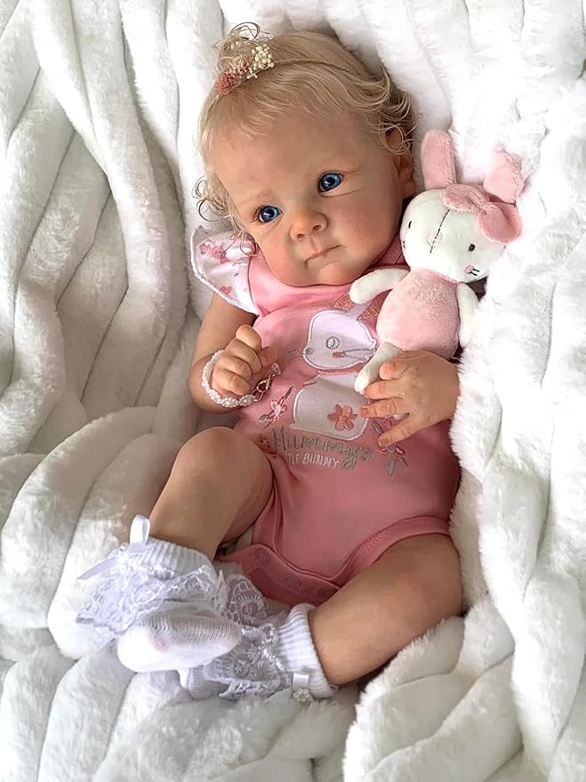 NPKCJZY Lifelike Reborn Baby Dolls - 18 Inch Realistic Newborn Baby Doll with Weighted Soft Cloth Body Real Life Baby Dolls with Blonde Hair Birthday Gift for Kids Age 3+