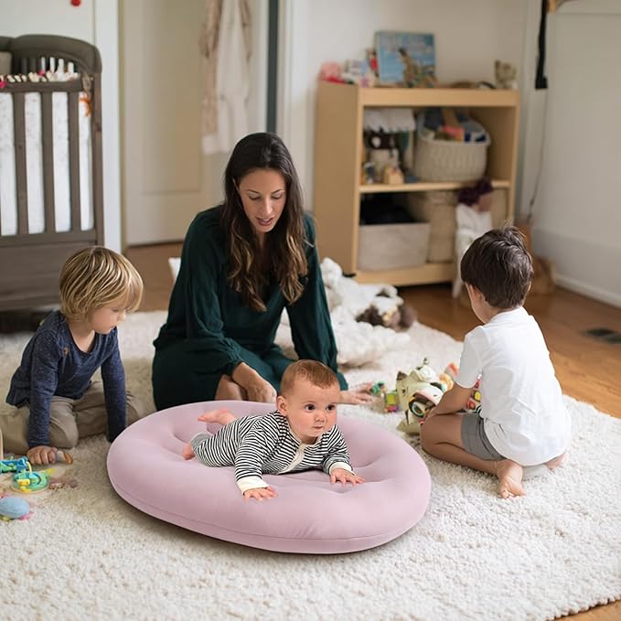 Baby Lounger for Newborn: Portable & Lightweight Pillow for Tummy Time Playtime & Diaper Changes - Skin-Friendly & Breathable for 0-12 Month Supervised Use