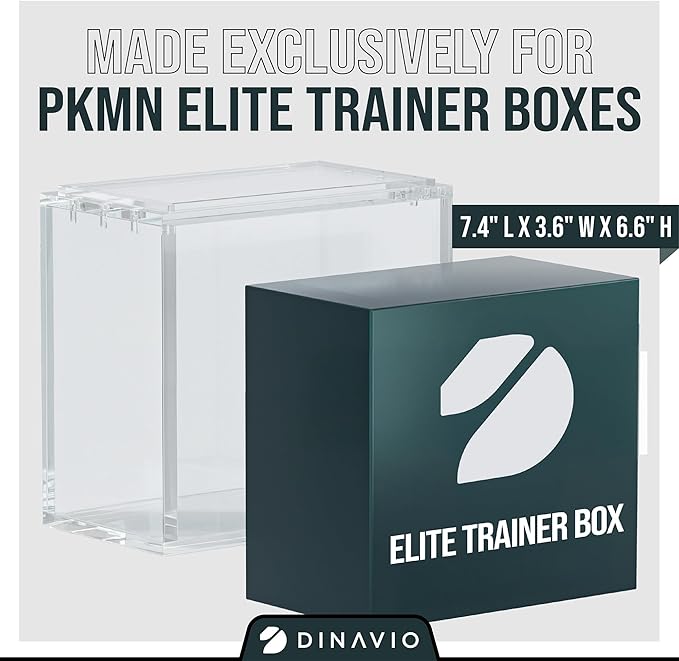 Dinavio Crafthouse Elite Trainer Box Acrylic Display Case Stackable 3 Pack - 8mm + 5mm Ultra Thick Acrylic with N52 Strong Magnets - ETB Case Protector - Compatible with Elite Trainer Boxes (3 Pack)