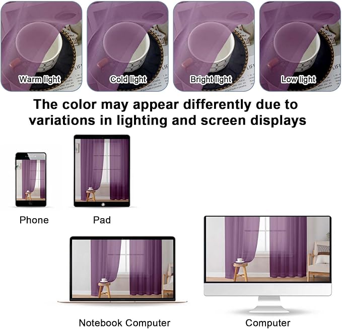 OWENIE Plum Sheer Curtains, Sheer Curtains 84 Inches Long 2 Panels Set, Rod Pocket Voile Fimly Sheer Drapes for Living Room Bedroom, 2pcs, Plum, Each 42" W x 84" L