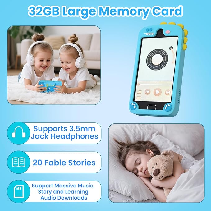 Kids Smart Phone for Boys, 4.0" Touchscreen Dual Camera Cell Phone,Toddler Preschool Learning Educational Toys Dinosaur Birthday Gifts for Age 3 4 5 6 Year Old, Music Player, Puzzle Games, 32GB(Blue)