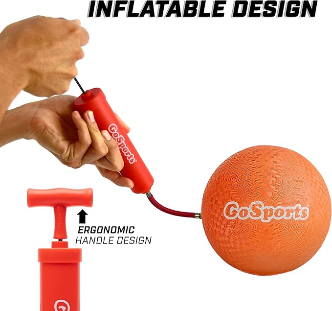 GoSports Playground Balls for Kids - Choose 8.5” or 10” Sizes - Heavy Duty Set of 6 with Carry Bag and Ball Pump